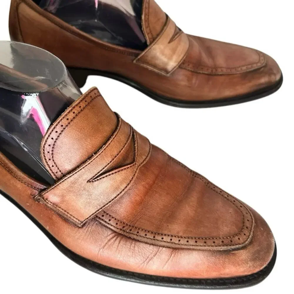 Johnston &‎ Murphy Brown Leather Penny Loafers Men’s Size 9 Slip On Dress Shoes
